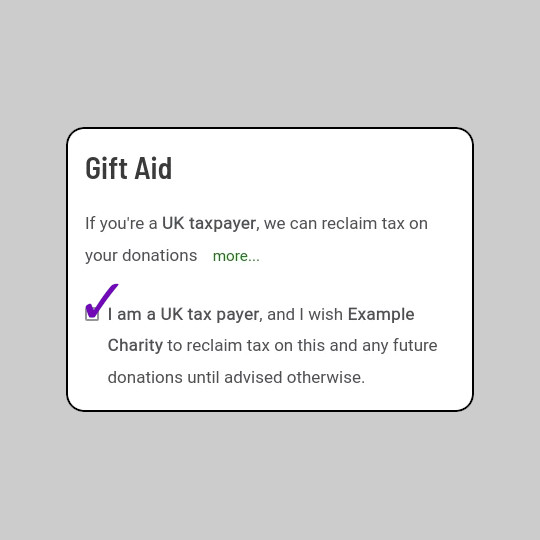 UK Gift Aid checkout consent